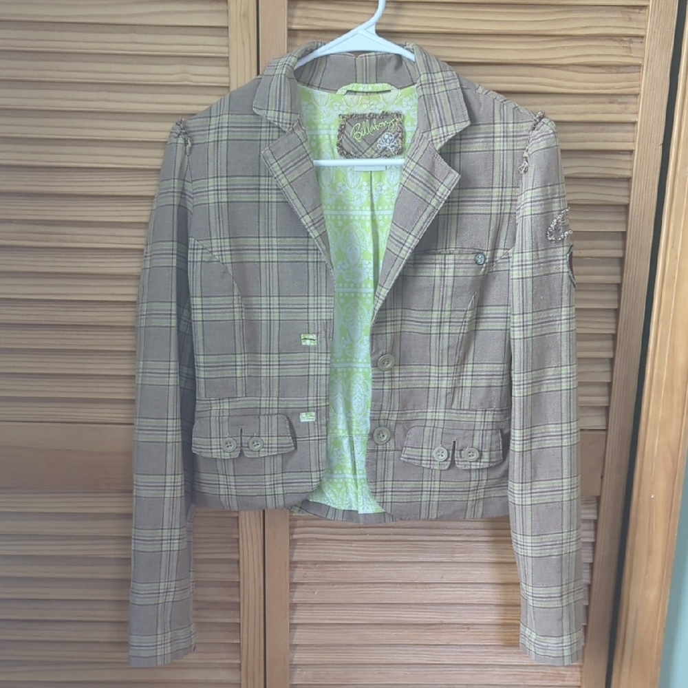 Billabong Tan Plaid Women's Blazer